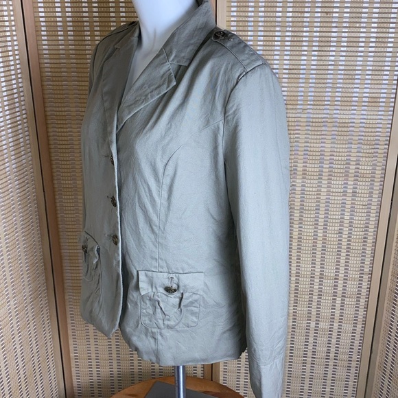 🔷Twiggy London Military Style Khaki Cotton Jacket Size Large - Picture 3 of 7
